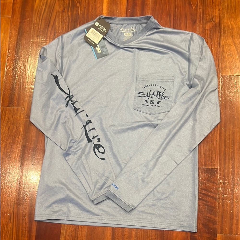 Salt Life Men's Blue Quick Dry Long Sleeve Shirt size Small
